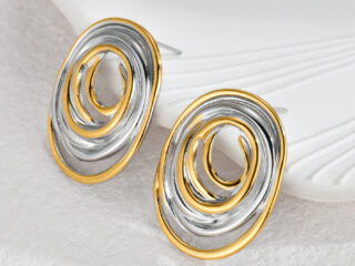 Γυναικεία Σκουλαρίκια Mixed Metal Geometric από Ανοξείδωτο Ατσάλι Χρυσό - Ασημί