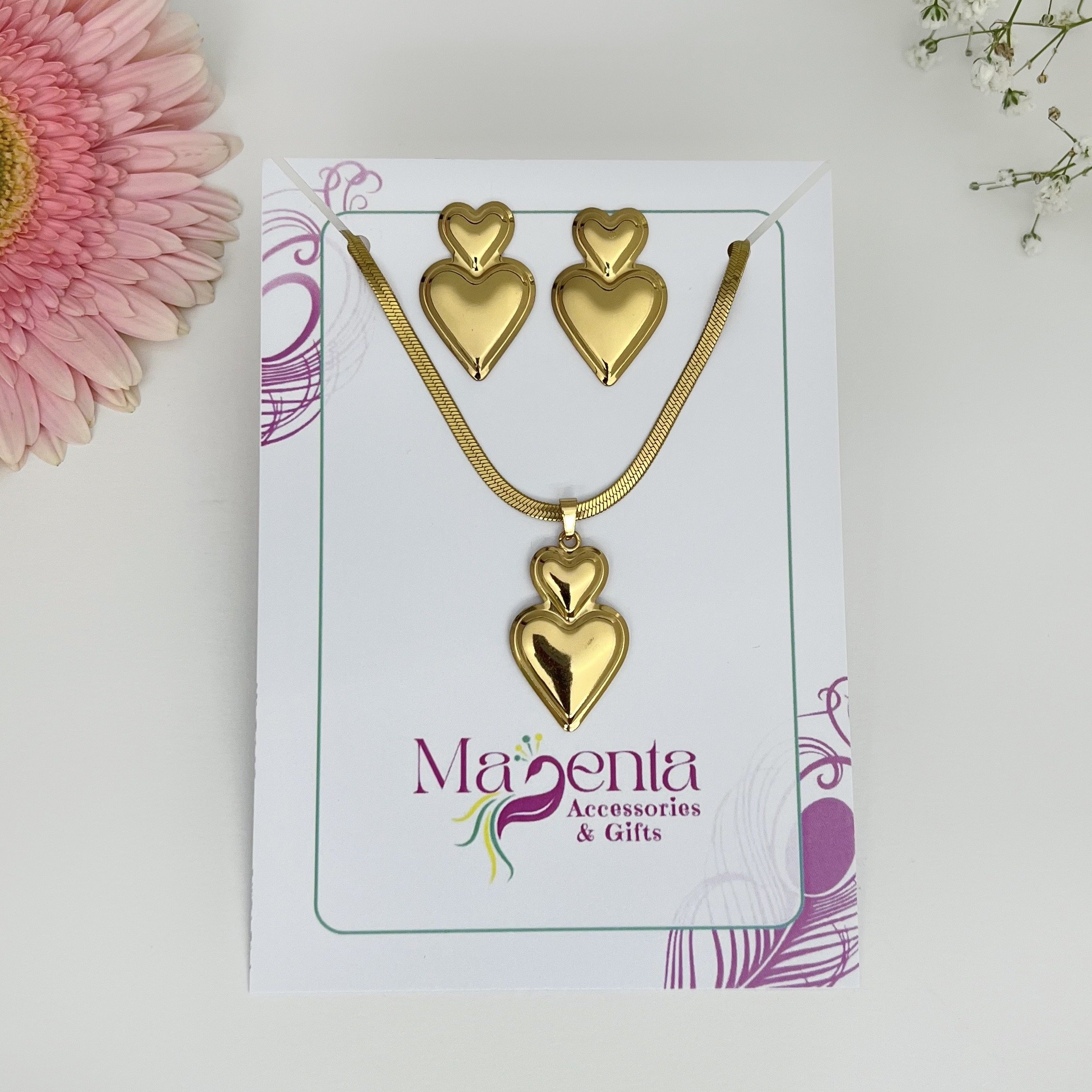 Γυναικείο Σετ Κολιέ - Σκουλαρίκια Double Heart από Ανοξείδωτο Ατσάλι Χρυσό Γυναικείο Σετ Κολιέ - Σκουλαρίκια Double Heart από Ανοξείδωτο Ατσάλι Χρυσό