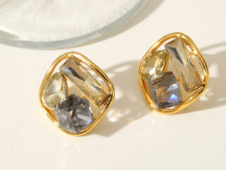 Γυναικεία Σκουλαρίκια Autumn Glow από Ανοξείδωτο Ατσάλι Επιχρυσωμένα 18Κ με Καφέ Zircon