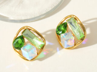 Γυναικεία Σκουλαρίκια Autumn Glow από Ανοξείδωτο Ατσάλι Επιχρυσωμένα 18Κ με Πράσινα Zircon