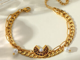 Γυναικείο Βραχιόλι Moon Leopard από Ανοξείδωτο Ατσάλι Επιχρυσωμένο 18Κ