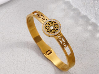 Γυναικείο Βραχιόλι Χειροπέδα Golden Statement από Ανοξείδωτο Ατσάλι Επιχρυσωμένο 18Κ με Zircon