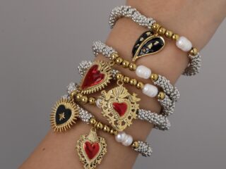 Γυναικείο Ελαστικό Βραχιόλι Eternal Passion από Ανοξείδωτο Ατσάλι Επιχρυσωμένο 18Κ με Φυσική Πέρλα