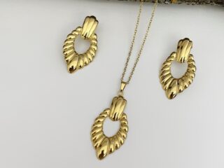 Γυναικείο Σετ Κολιέ - Σκουλαρίκια Twist Glow από Ανοξείδωτο Ατσάλι Χρυσό