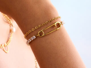 Γυναικείο Βραχιόλι Pinned Glam από Ανοξείδωτο Ατσάλι Επιχρυσωμένο 18Κ με Zircon