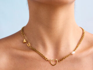 Γυναικείο Κολιέ Chain & Pin Heart από Ανοξείδωτο Ατσάλι Επιχρυσωμένο