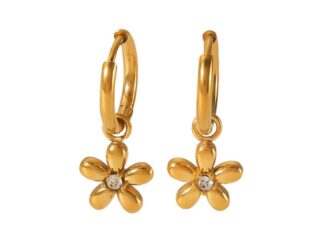 Γυναικεία Σκουλαρίκια Κρίκοι Bloom Hoops από Ανοξείδωτο Ατσάλι Επιχρυσωμένα 18Κ με Zircon