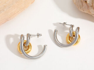 Γυναικεία Σκουλαρίκια Mixed Metal από Ανοξείδωτο Ατσάλι Επιχρυσωμένα 18Κ σε Χρυσό - Ασημί