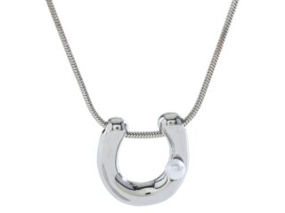 Γυναικείο Μακρύ Κολιέ Ασημί Πέταλο από Ανοξείδωτο Ατσάλι με Πέρλα