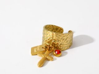 Γυναικείο Δαχτυλίδι Charm Cross Ring από Ανοξείδωτο Ατσάλι Επιχρυσωμένο 18Κ Προσαρμόσιμο