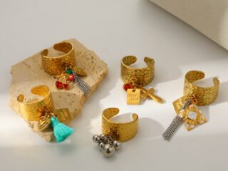 Γυναικείο Δαχτυλίδι Charm Rock Ring από Ανοξείδωτο Ατσάλι Επιχρυσωμένο 18Κ Προσαρμόσιμο