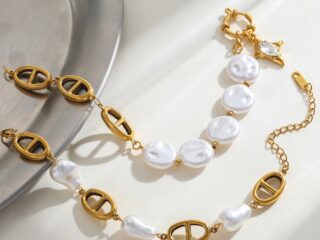 Γυναικείο Βραχιόλι Pearl Mariner Chain από Ανοξείδωτο Ατσάλι Επιχρυσωμένο 18K