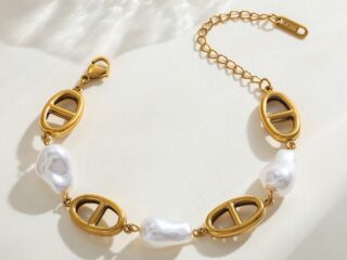 Γυναικείο Βραχιόλι Pearl Mariner Chain από Ανοξείδωτο Ατσάλι Επιχρυσωμένο 18K