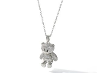 Γυναικείο Κολιέ Teddy Bear από Ανοξείδωτο Ατσάλι Επιχρυσωμένο 18Κ με Zircon Ασημί