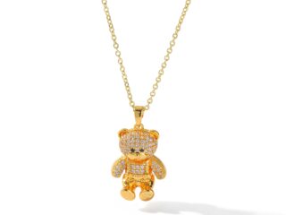 Γυναικείο Κολιέ Teddy Bear από Ανοξείδωτο Ατσάλι Επιχρυσωμένο 18Κ με Zircon Χρυσό
