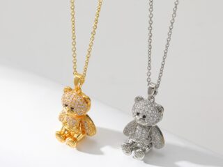 Γυναικείο Κολιέ Teddy Bear από Ανοξείδωτο Ατσάλι Επιχρυσωμένο 18Κ με Zircon