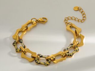 Γυναικείο Βραχιόλι Urban Leopard Link από Ανοξείδωτο Ατσάλι Επιχρυσωμένο 18K Οβάλ
