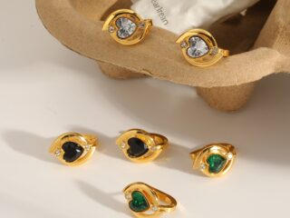 Γυναικεία Σκουλαρίκια Κρίκοι Crystal Heart Hoops από Ανοξείδωτο Ατσάλι Επιχρυσωμένα 18Κ με Zircon