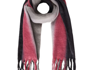 Γυναικείο Ζεστό Χειμερινό Κασκόλ Γκρι-Μπορντό Ριγέ