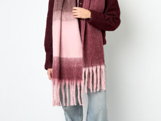 Γυναικείο Ζεστό Χειμερινό Κασκόλ Ροζ-Καφέ Ριγέ