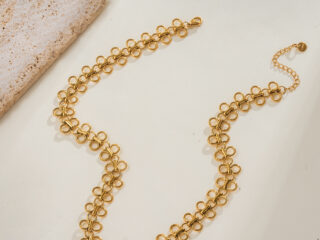 Γυναικείο Διπλό Κολιέ Floral Loop από Ανοξείδωτο Ατσάλι Επιχρυσωμένο 18Κ