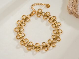 Γυναικείο Βραχιόλι Floral Loop από Ανοξείδωτο Ατσάλι Επιχρυσωμένο 18K