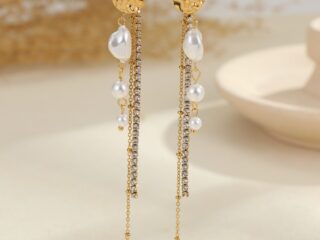 Γυναικεία Σκουλαρίκια Pearl & Zircon από Ανοξείδωτο Ατσάλι Επιχρυσωμένα 18Κ με Πέρλες