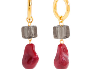 Γυναικεία Σκουλαρίκια Κρίκοι EarthFire από Ανοξείδωτο Ατσάλι Επιχρυσωμένα 18Κ με Ρητίνη