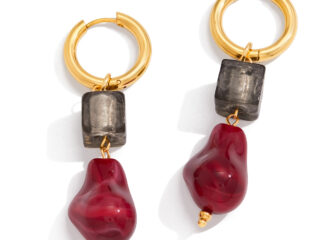 Γυναικεία Σκουλαρίκια Κρίκοι EarthFire από Ανοξείδωτο Ατσάλι Επιχρυσωμένα 18Κ με Ρητίνη