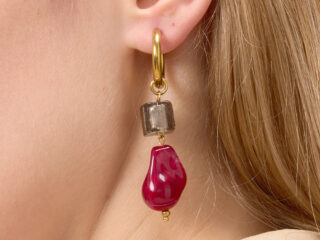 Γυναικεία Σκουλαρίκια Κρίκοι EarthFire από Ανοξείδωτο Ατσάλι Επιχρυσωμένα 18Κ με Ρητίνη