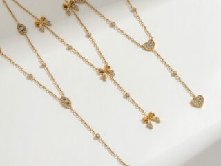 Γυναικείο Κολιέ Darling Bow από Ανοξείδωτο Ατσάλι Επιχρυσωμένο 18Κ με Zircon