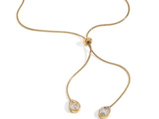 Γυναικείο Κολιέ Crystal Teardrop από Ανοξείδωτο Ατσάλι Επιχρυσωμένο 18Κ με Zircon Λευκό