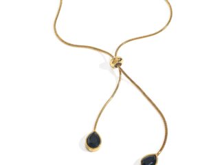 Γυναικείο Κολιέ Crystal Teardrop από Ανοξείδωτο Ατσάλι Επιχρυσωμένο 18Κ με Zircon Μαύρο