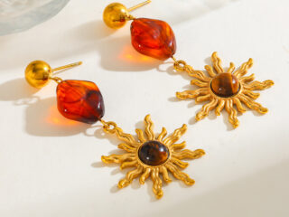 Γυναικεία Σκουλαρίκια Sunset Earrings από Ανοξείδωτο Ατσάλι Επιχρυσωμένα 18Κ με Ρητίνη