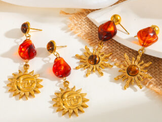 Γυναικεία Σκουλαρίκια Sunset Earrings από Ανοξείδωτο Ατσάλι Επιχρυσωμένα 18Κ με Ρητίνη