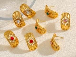 Γυναικεία Σκουλαρίκια Luxe Petal Earrings από Ανοξείδωτο Ατσάλι Επιχρυσωμένα 18Κ με Zircon