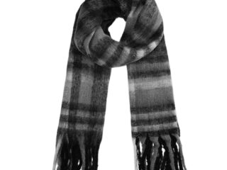 Γυναικείο Ζεστό Χειμερινό Κασκόλ Γκρι-Μαύρο Ριγέ