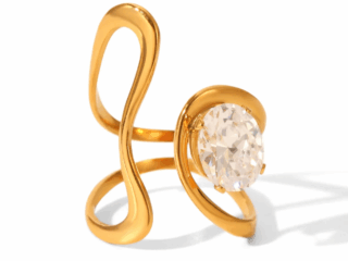 Γυναικείο Δαχτυλίδι Radiant Grid από Ανοξείδωτο Ατσάλι Επιχρυσωμένο 18Κ με Zircon Προσαρμόσιμο