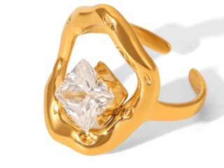 Γυναικείο Δαχτυλίδι Crystal Ring από Ανοξείδωτο Ατσάλι Επιχρυσωμένο 18Κ με Zircon Προσαρμόσιμο