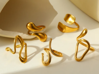 Γυναικείο Δαχτυλίδι Sculpted από Ανοξείδωτο Ατσάλι Επιχρυσωμένο 18Κ Προσαρμόσιμο