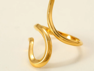 Γυναικείο Δαχτυλίδι Liquid Curve από Ανοξείδωτο Ατσάλι Επιχρυσωμένο 18Κ Προσαρμόσιμο