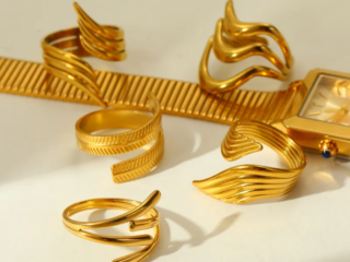 Γυναικείο Δαχτυλίδι Organic Lines από Ανοξείδωτο Ατσάλι Επιχρυσωμένο 18Κ Προσαρμόσιμο