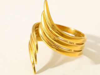 Γυναικείο Δαχτυλίδι Organic Lines από Ανοξείδωτο Ατσάλι Επιχρυσωμένο 18Κ Προσαρμόσιμο