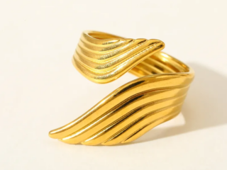 Γυναικείο Δαχτυλίδι Air Lines από Ανοξείδωτο Ατσάλι Επιχρυσωμένο 18Κ Προσαρμόσιμο