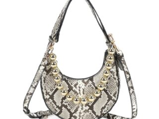 Γυναικεία Τσάντα Ώμου Animal Print με Χρυσές Σφαιρικές Λεπτομέρειες