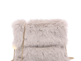 Γυναικεία Τσάντα Γούνινη Crossbody με Χρυσή Αλυσίδα