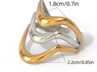 Γυναικείο Δαχτυλίδι Wave Flow από Ανοξείδωτο Ατσάλι Επιχρυσωμένο 18Κ Προσαρμόσιμο