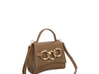 Γυναικεία Τσάντα Ώμου με Χρυσή Διακοσμητική Αλυσίδα σε Καφέ Απόχρωση