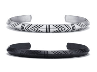 Ανδρικό Βραχιόλι Tribal Line από Ανοξείδωτο Ατσάλι Ανοιχτού Τύπου σε Ασημί και Μαύρο