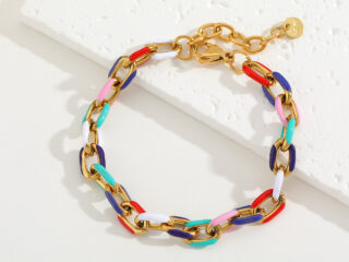 Γυναικείο Σετ Κολιέ - Βραχιόλι Αλυσίδα Pop Art Chunky Enamel από Ανοξείδωτο Ατσάλι